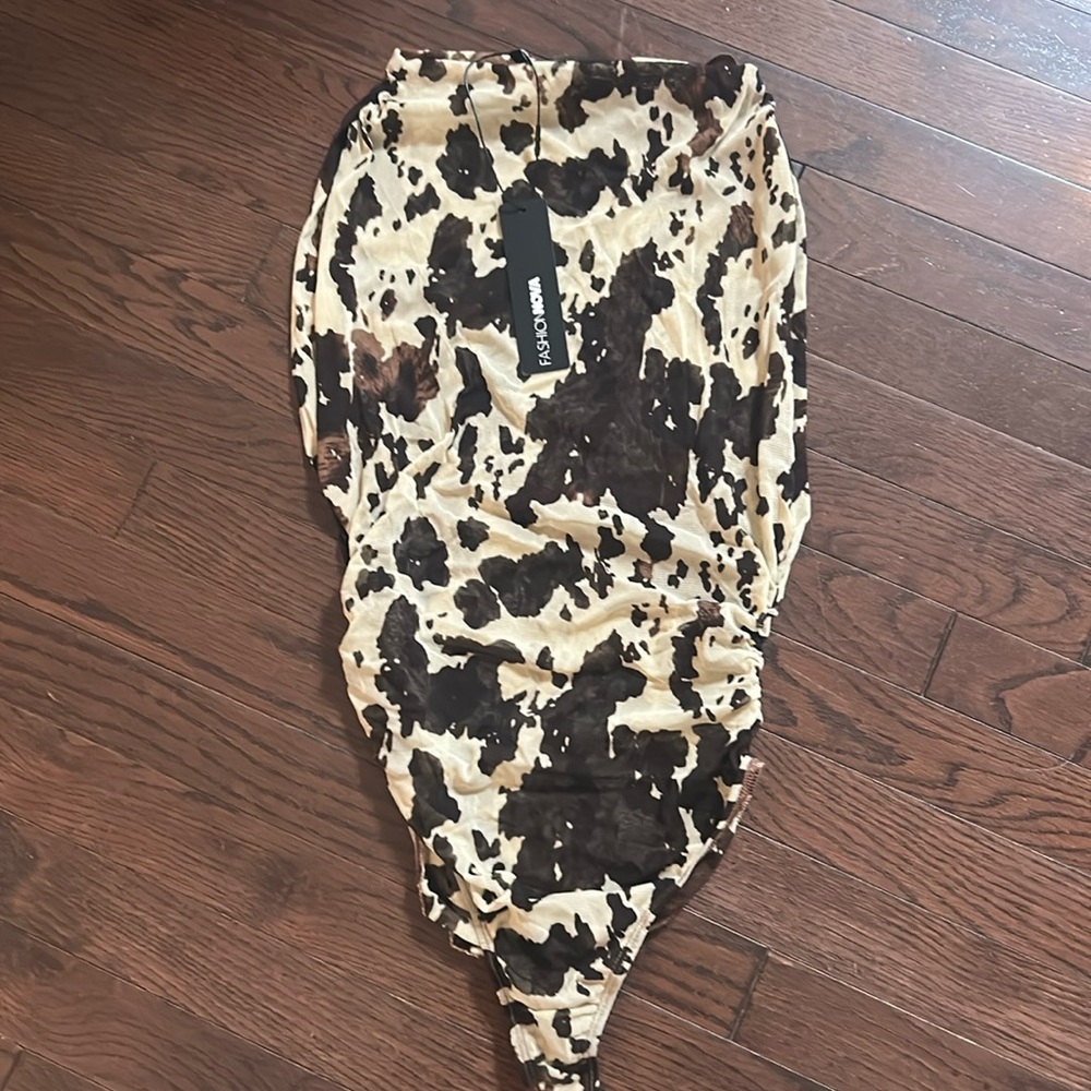 Mesh animal print bodysuit
